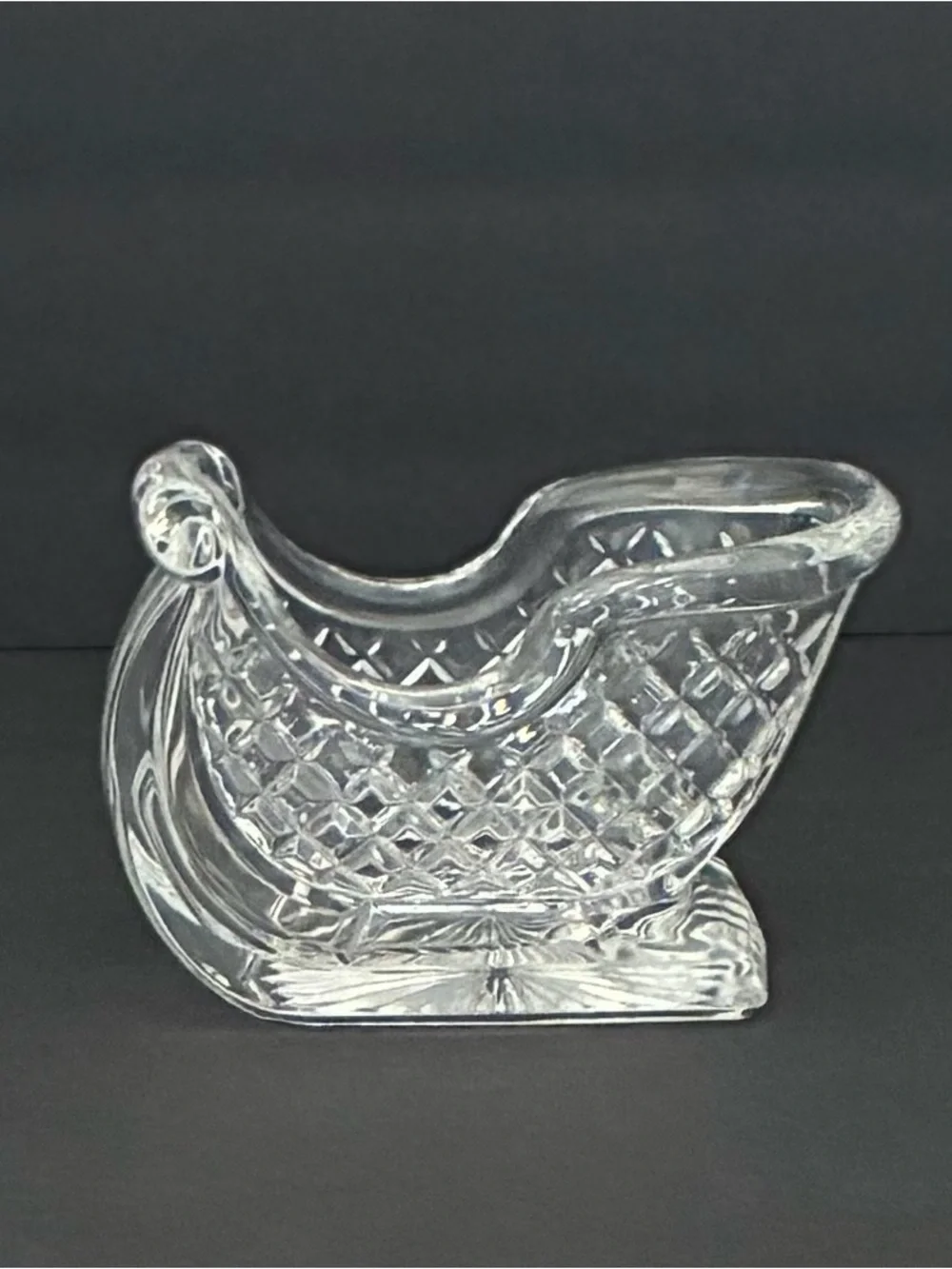Vintage Lead Crystal Santa’s Sleigh Candy Dish 6.5